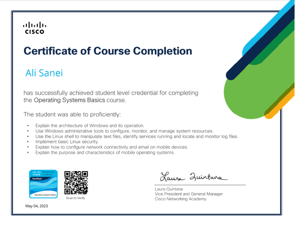 Cisco OS Basics Certificate